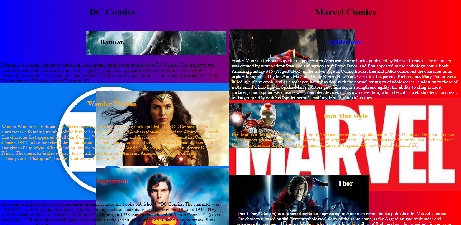 Screenshot of the Heroes project