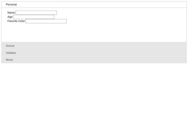 Screenshot of Accordion Form