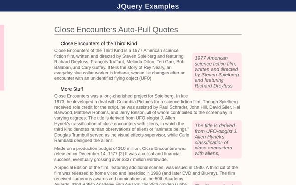 Screenshot of jQuery Effects